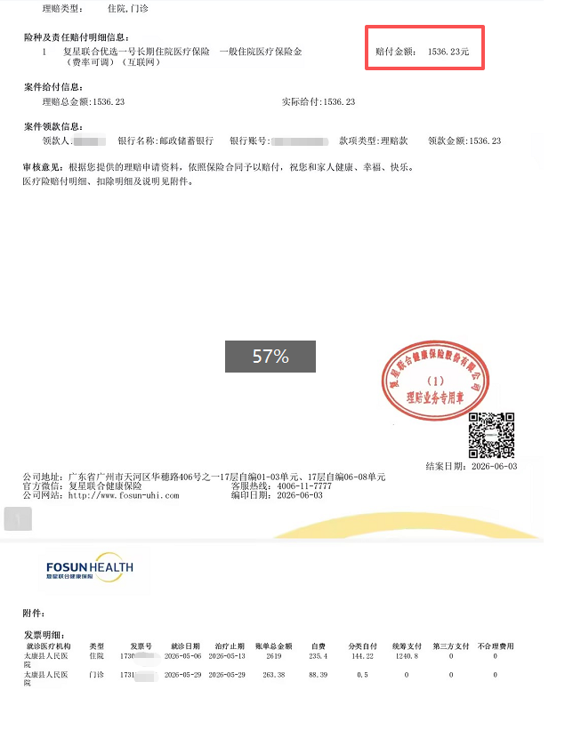 家庭版人均仅598元，刘先生水痘获赔1536元——复星20年保证续保